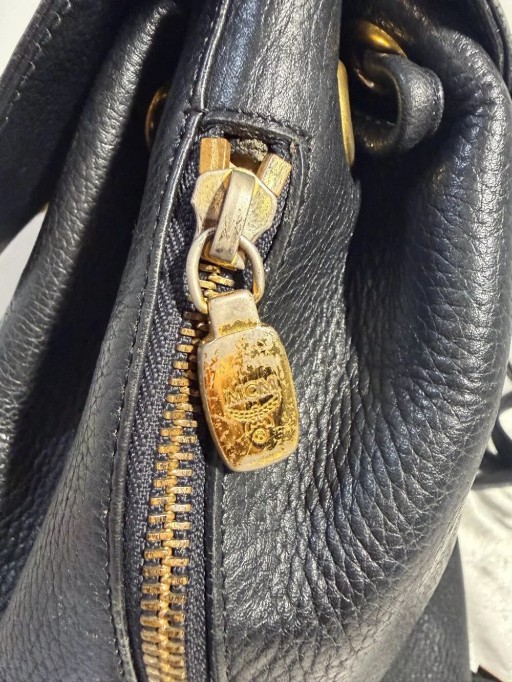 MCM Black Leather Backpack